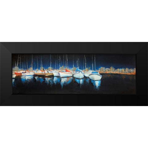 Evening at the Marina Black Modern Wood Framed Art Print by Atelier B Art Studio