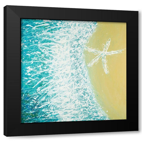 Right Side Seastar and a Wave Black Modern Wood Framed Art Print with Double Matting by Atelier B Art Studio