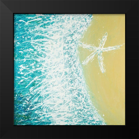 Right Side Seastar and a Wave Black Modern Wood Framed Art Print by Atelier B Art Studio