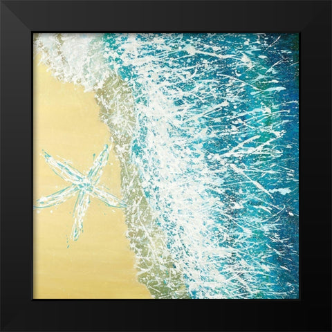 Left Side Seastar and a Wave Black Modern Wood Framed Art Print by Atelier B Art Studio