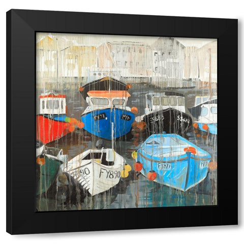 Color Fading Rain at the Port Black Modern Wood Framed Art Print with Double Matting by Atelier B Art Studio
