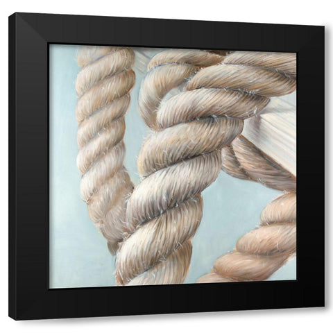 Boat Rope Knot Closeup Black Modern Wood Framed Art Print by Atelier B Art Studio