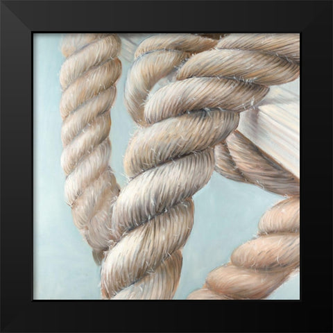 Boat Rope Knot Closeup Black Modern Wood Framed Art Print by Atelier B Art Studio