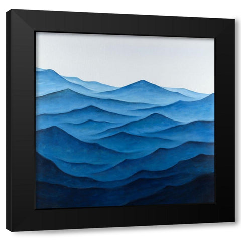 Dark Calm Ocean Waves Black Modern Wood Framed Art Print by Atelier B Art Studio