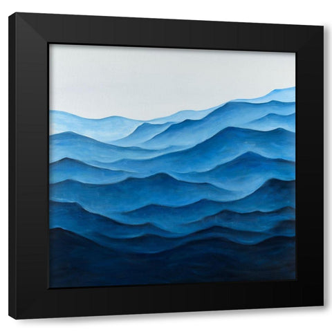 Deep and Calm Ocean Waves Black Modern Wood Framed Art Print by Atelier B Art Studio