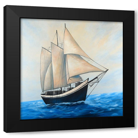Ship Gently Sailing by a Sunny Day Black Modern Wood Framed Art Print by Atelier B Art Studio