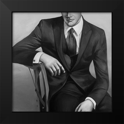Businessman Black Modern Wood Framed Art Print by Atelier B Art Studio