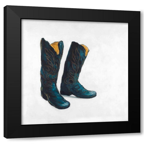 Cowboy Boots in Leather Black Modern Wood Framed Art Print with Double Matting by Atelier B Art Studio