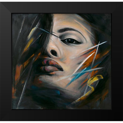 Abstract Woman Portrait Black Modern Wood Framed Art Print by Atelier B Art Studio