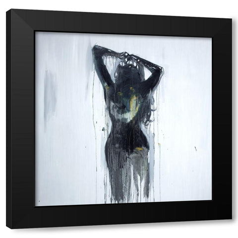 ABSTRACT WOMAN SILHOUETTE WITH LONG HAIR Black Modern Wood Framed Art Print by Atelier B Art Studio