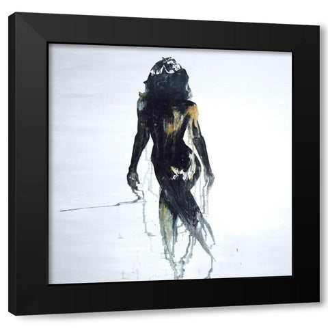 ABSTRACT BACK VIEW OF A WOMAN SILHOUETTE Black Modern Wood Framed Art Print by Atelier B Art Studio