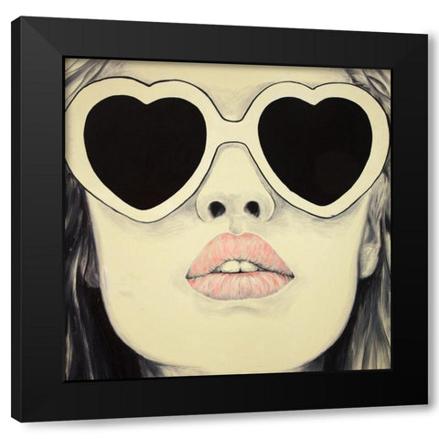 YOUNG LADY WITH GLASSES Black Modern Wood Framed Art Print by Atelier B Art Studio