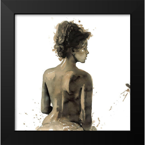 WOMANS BACK IN SEPIA Black Modern Wood Framed Art Print by Atelier B Art Studio