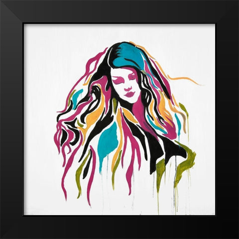 WOMAN GRAFFITI ART Black Modern Wood Framed Art Print by Atelier B Art Studio