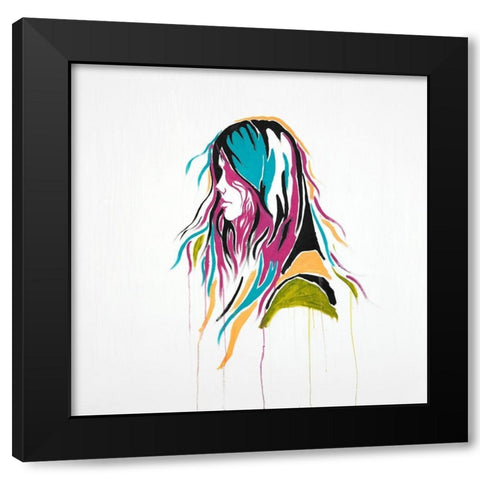 GRAFFITI STREET ART WOMAN Black Modern Wood Framed Art Print by Atelier B Art Studio