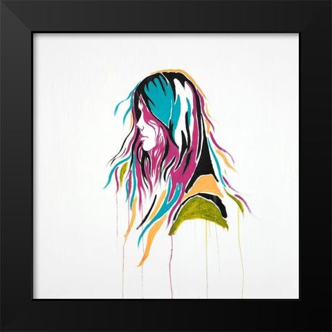 GRAFFITI STREET ART WOMAN Black Modern Wood Framed Art Print by Atelier B Art Studio