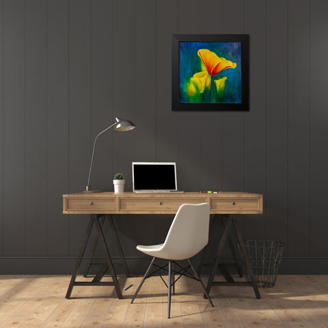 Beautiful Colorful Flowers Black Modern Wood Framed Art Print by Atelier B Art Studio