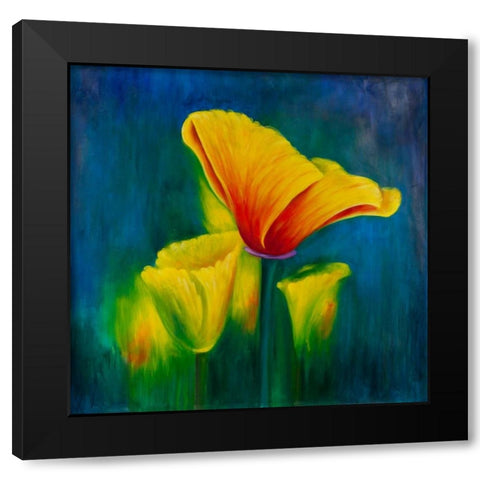 Beautiful Colorful Flowers Black Modern Wood Framed Art Print with Double Matting by Atelier B Art Studio