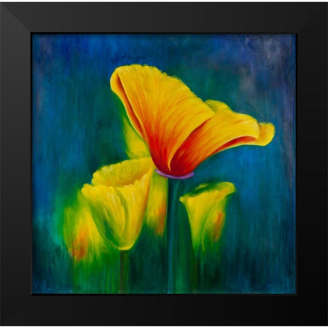 Beautiful Colorful Flowers Black Modern Wood Framed Art Print by Atelier B Art Studio