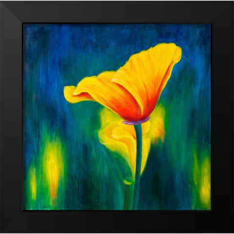Superb Contrast Flowers Black Modern Wood Framed Art Print by Atelier B Art Studio
