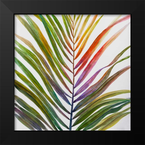 Watercolor Tropical Palm Leave Black Modern Wood Framed Art Print by Atelier B Art Studio