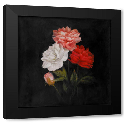 Small Bouquet of Roses Black Modern Wood Framed Art Print with Double Matting by Atelier B Art Studio