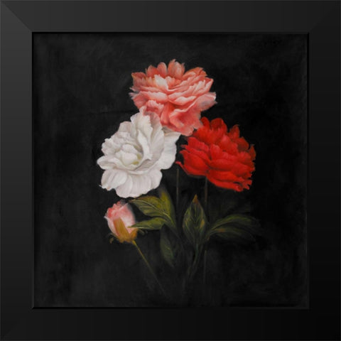 Small Bouquet of Roses Black Modern Wood Framed Art Print by Atelier B Art Studio