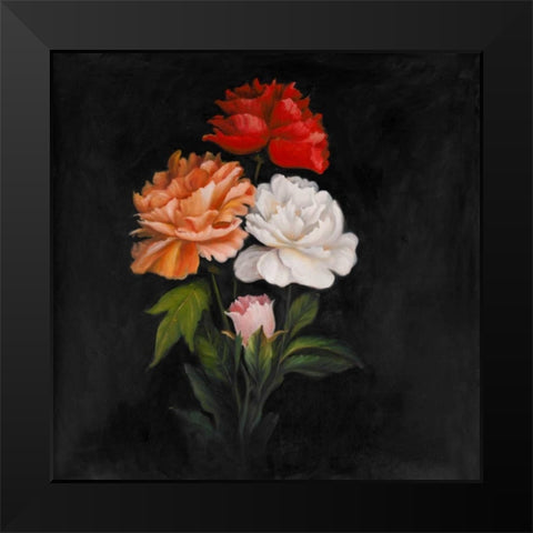 Three Beautiful Rose Flowers Black Modern Wood Framed Art Print by Atelier B Art Studio