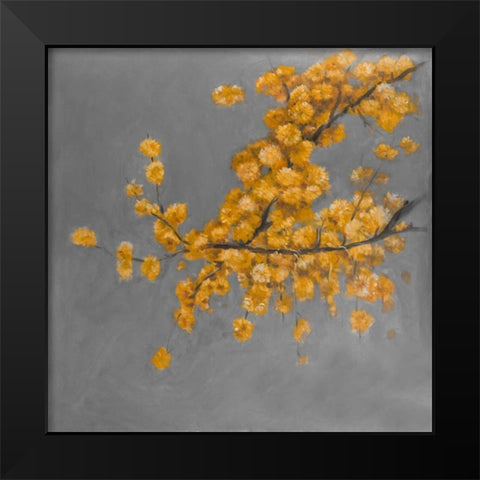 Golden Wattle Plant with Pugg Ball Flowers Black Modern Wood Framed Art Print by Atelier B Art Studio