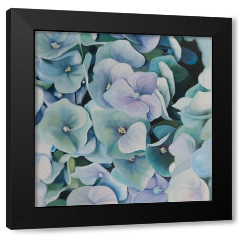 Hydrangea Plant Black Modern Wood Framed Art Print by Atelier B Art Studio