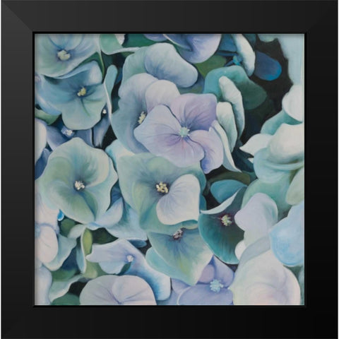Hydrangea Plant Black Modern Wood Framed Art Print by Atelier B Art Studio