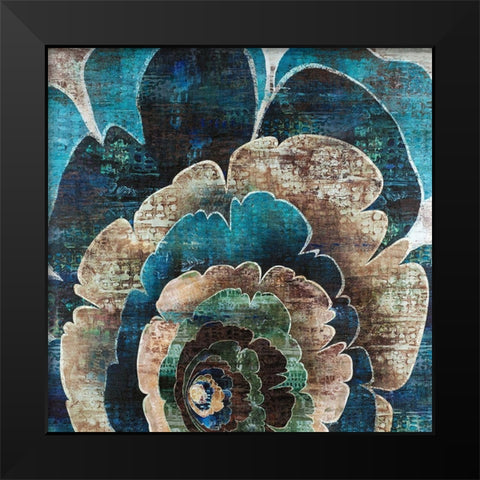BLUE FLOWER MONTAGE Black Modern Wood Framed Art Print by Atelier B Art Studio