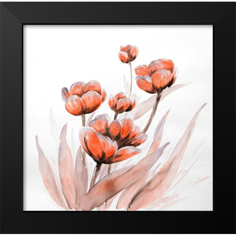 WATERCOLOR WILD FLOWERS Black Modern Wood Framed Art Print by Atelier B Art Studio