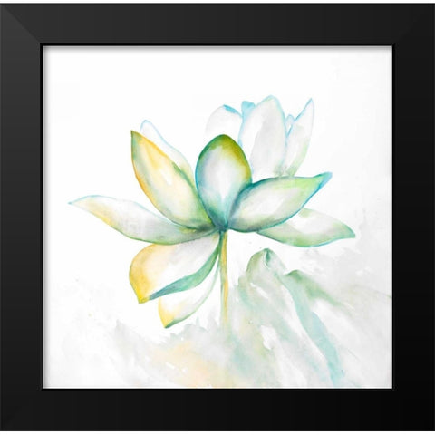 Abstract Lotus Flower Black Modern Wood Framed Art Print by Atelier B Art Studio