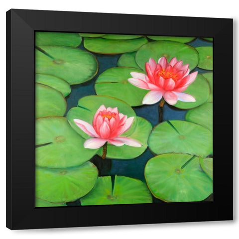 Lotus Flowers in a Swamp Black Modern Wood Framed Art Print by Atelier B Art Studio