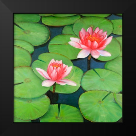 Lotus Flowers in a Swamp Black Modern Wood Framed Art Print by Atelier B Art Studio