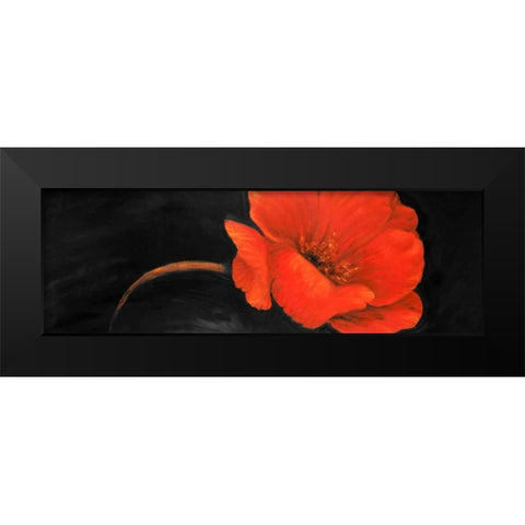 Red Flower Black Modern Wood Framed Art Print by Atelier B Art Studio