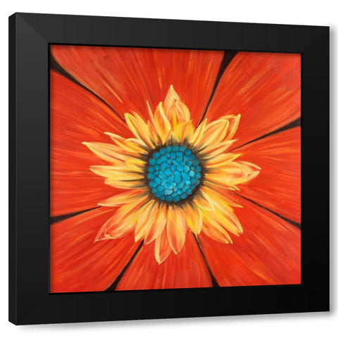 Flower Middle Black Modern Wood Framed Art Print with Double Matting by Atelier B Art Studio