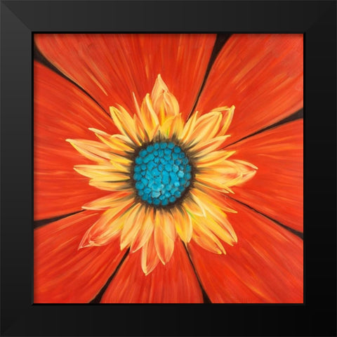 Flower Middle Black Modern Wood Framed Art Print by Atelier B Art Studio