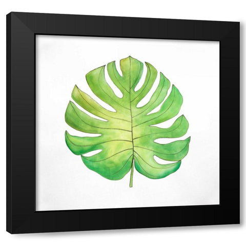 Tropical Leaf Greenery Black Modern Wood Framed Art Print by Atelier B Art Studio