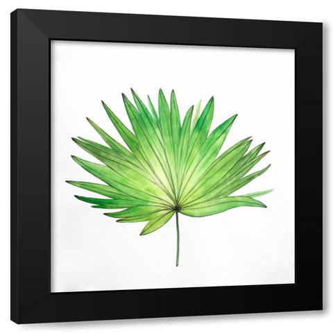 Fan Palm Leaf Black Modern Wood Framed Art Print with Double Matting by Atelier B Art Studio