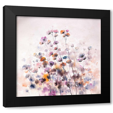 Wild Flowers Black Modern Wood Framed Art Print with Double Matting by Atelier B Art Studio