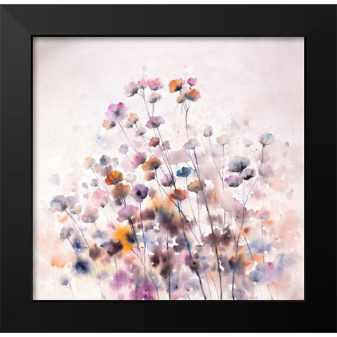 Wild Flowers Black Modern Wood Framed Art Print by Atelier B Art Studio