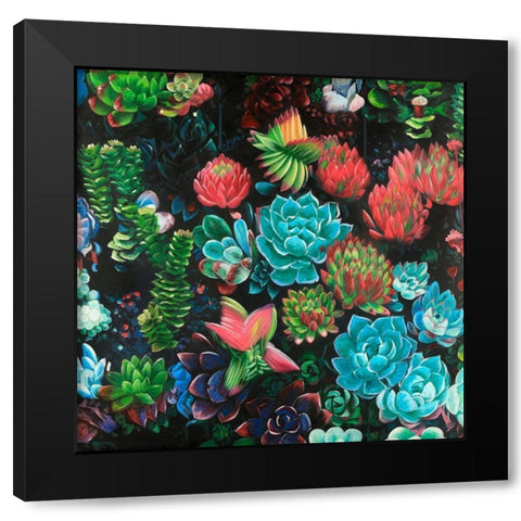 SET OF COLORFUL SUCCULENTS Black Modern Wood Framed Art Print by Atelier B Art Studio