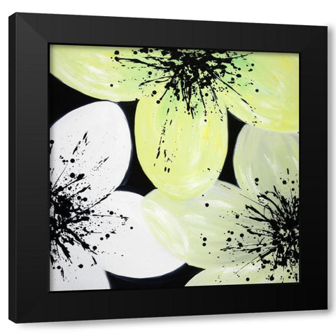 YELLOW FLOWER WITH BURST CENTER Black Modern Wood Framed Art Print with Double Matting by Atelier B Art Studio