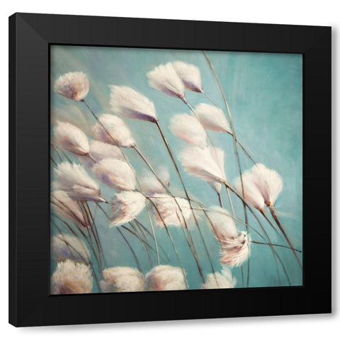 COTTON GRASS FLOWERS IN THE WIND Black Modern Wood Framed Art Print by Atelier B Art Studio