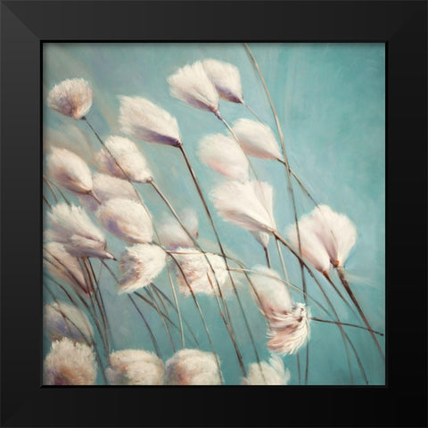 COTTON GRASS FLOWERS IN THE WIND Black Modern Wood Framed Art Print by Atelier B Art Studio