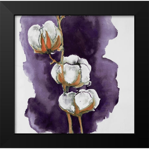 Watercolor purple cotton flowers Black Modern Wood Framed Art Print by Atelier B Art Studio