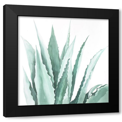 Watercolor Agave Plant Black Modern Wood Framed Art Print with Double Matting by Atelier B Art Studio