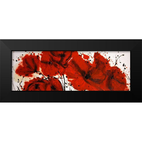 ABSTRACT RED FLOWERS FIELD Black Modern Wood Framed Art Print by Atelier B Art Studio